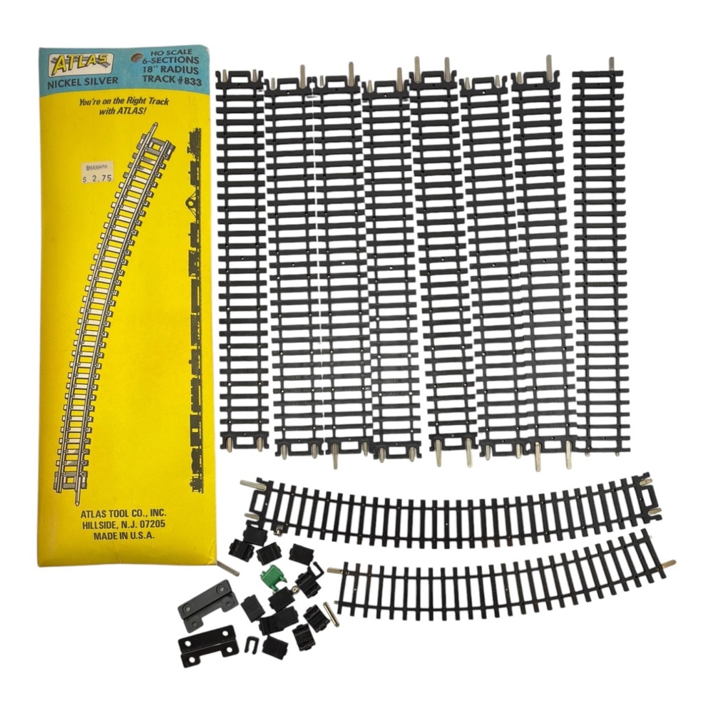 Atlas HO‎ Scale Nickel Silver Train Track Lot 821 Straight 9in 833 Curved 18in